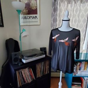 Miss Love Sheer Top with Bird Appliques